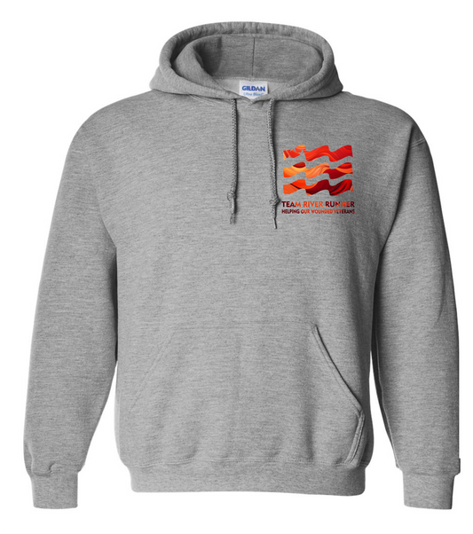 Gray hoodie with TRR Hells Canyon 2025 front and back designs 